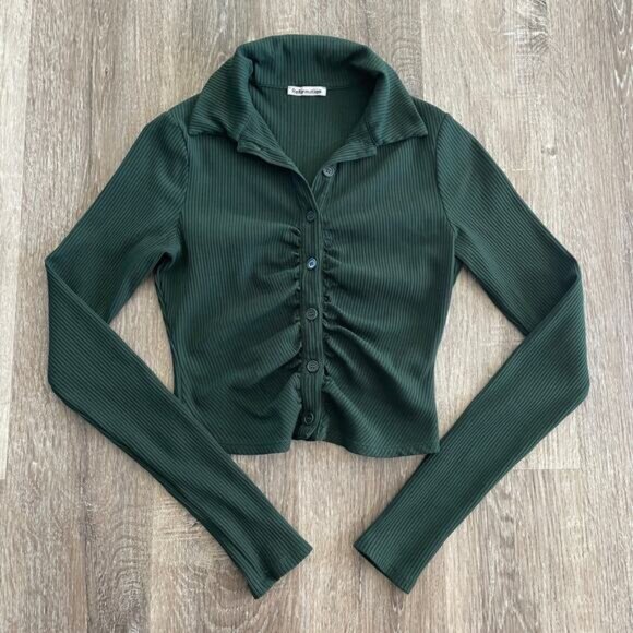 Reformation Elin Top in Forest Green - Size: Small - Picture 7 of 8